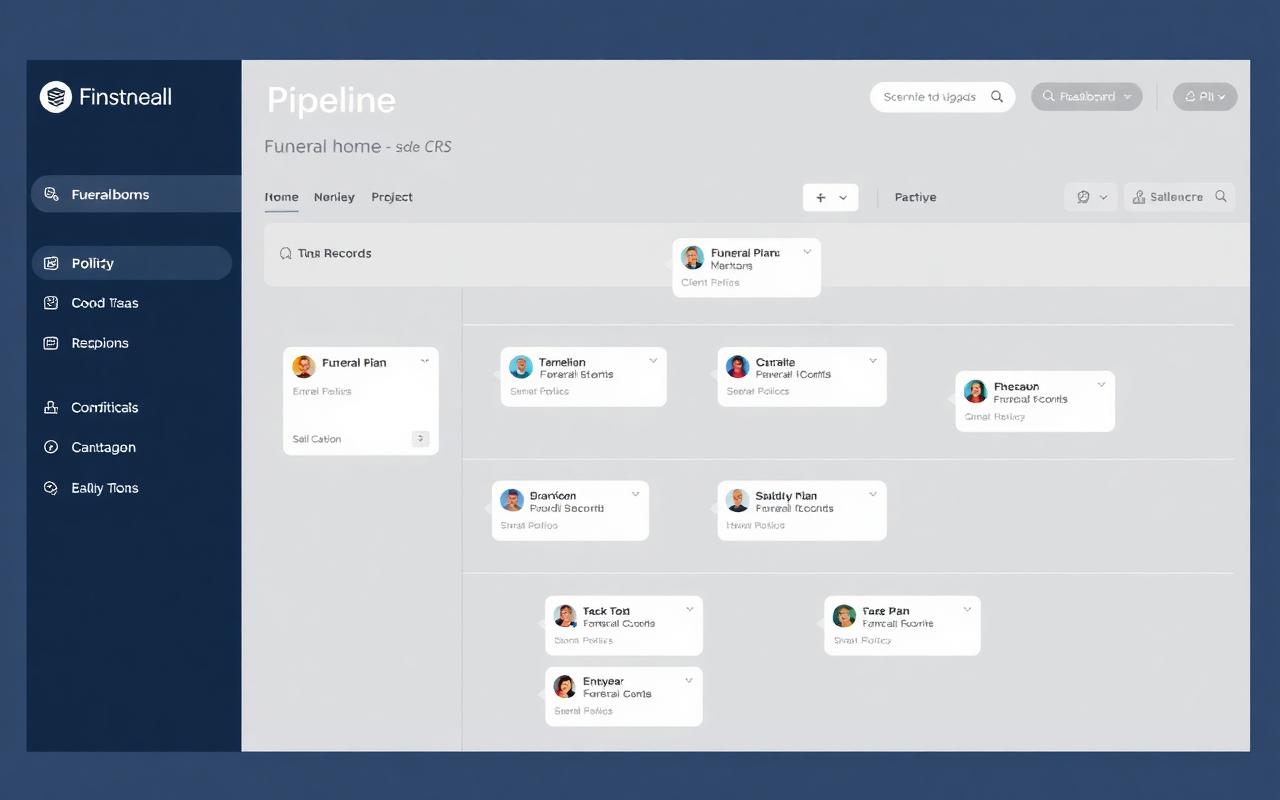 White-labeled funeral sales CRM pipeline dashboard